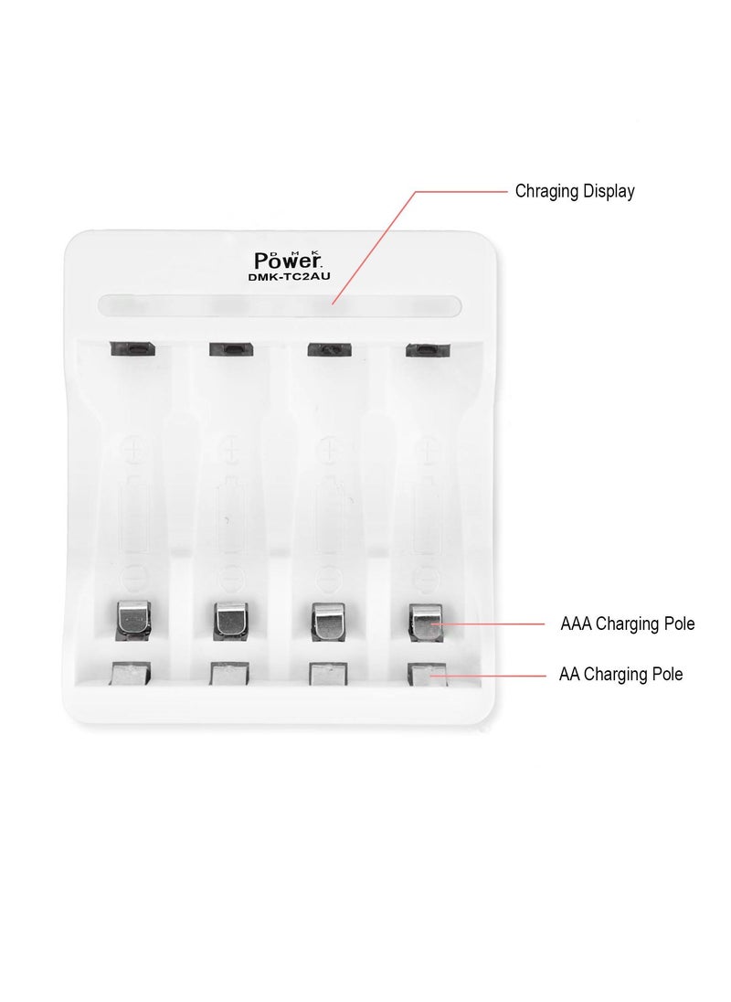 DMK Power DMK Power TC2AU AA AAA Over Light LED Battery Charger with 4 Independent Slot LED Smart Charger & USB Cable fit for AA AAA Ni-Cd Ni-MH Rechargeable Battery  - Image 2