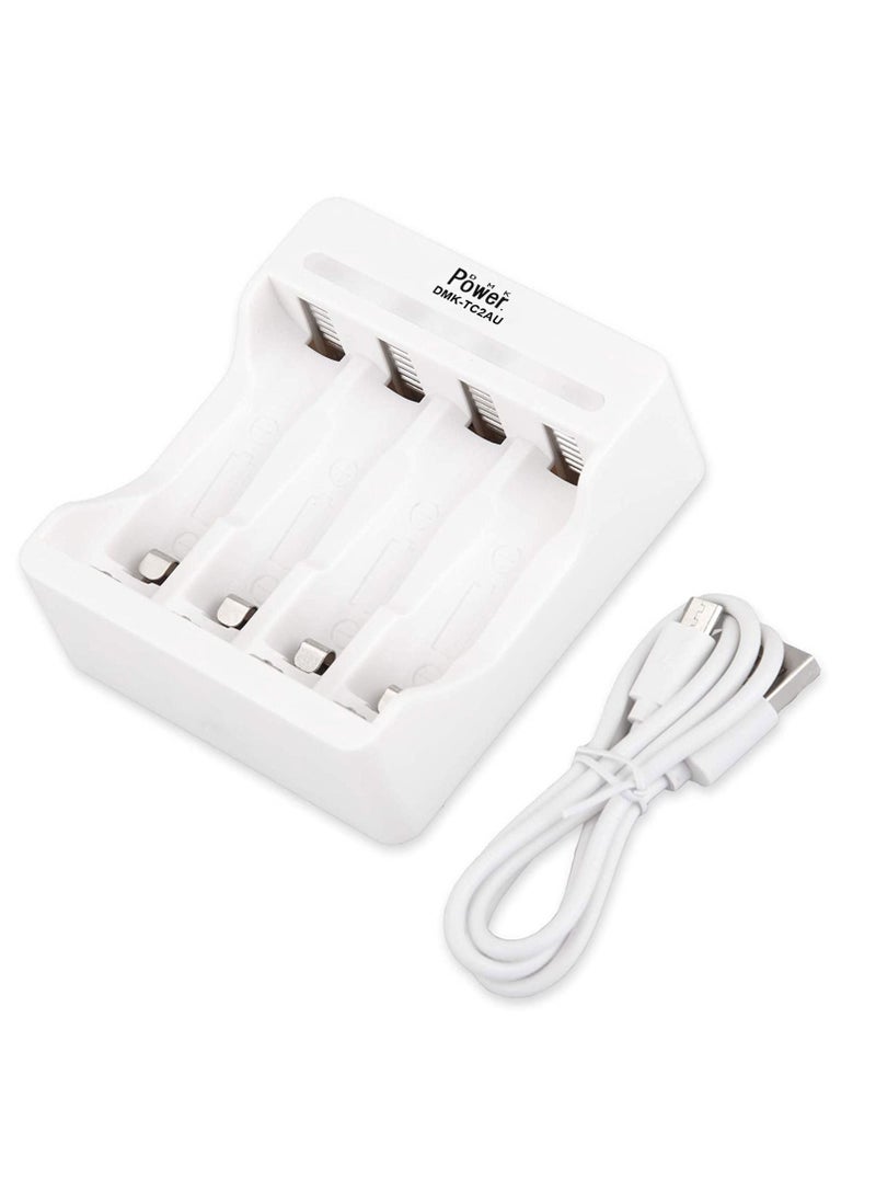 DMK Power DMK Power TC2AU AA AAA Over Light LED Battery Charger with 4 Independent Slot LED Smart Charger & USB Cable fit for AA AAA Ni-Cd Ni-MH Rechargeable Battery  - Image 1