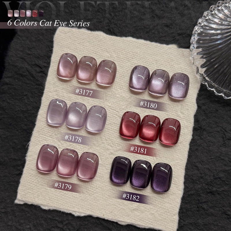 GAOY Purple Cat Eye Gel Polish Set, 6 Cosmic Violet Shades with Magnetic Glitter Effec, Galactic Glitter Gel for Mystic Nail Art - Image 2