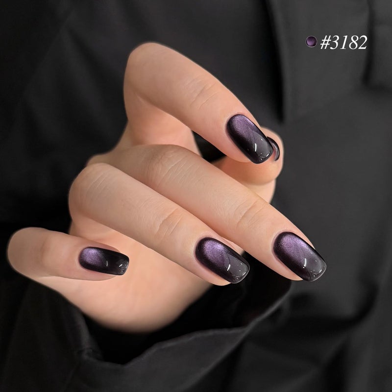 GAOY Purple Cat Eye Gel Polish Set, 6 Cosmic Violet Shades with Magnetic Glitter Effec, Galactic Glitter Gel for Mystic Nail Art - Image 5