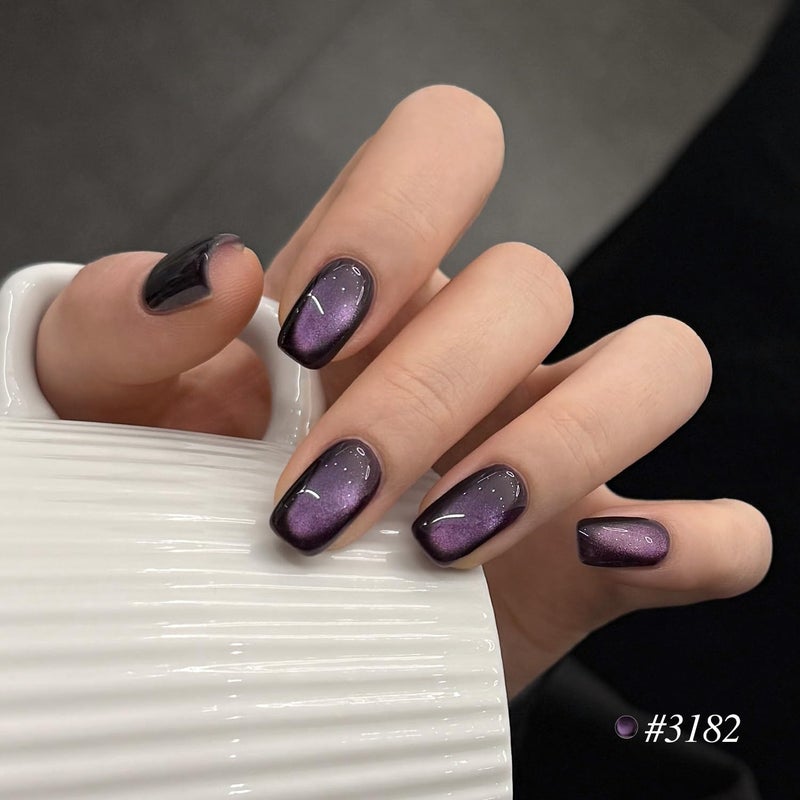GAOY Purple Cat Eye Gel Polish Set, 6 Cosmic Violet Shades with Magnetic Glitter Effec, Galactic Glitter Gel for Mystic Nail Art - Image 4
