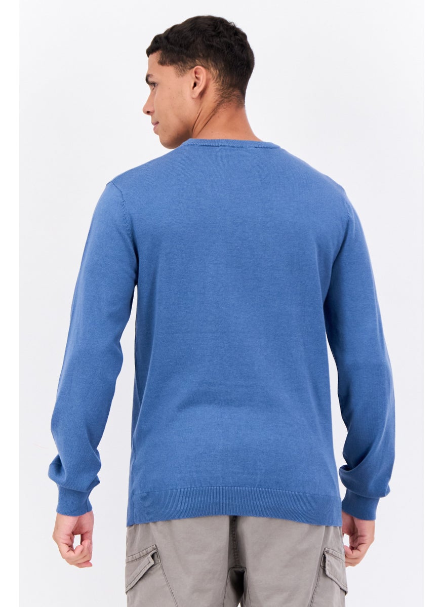 French Connection Men Crew Neck Knitted Sweater, Blue  - Image 3