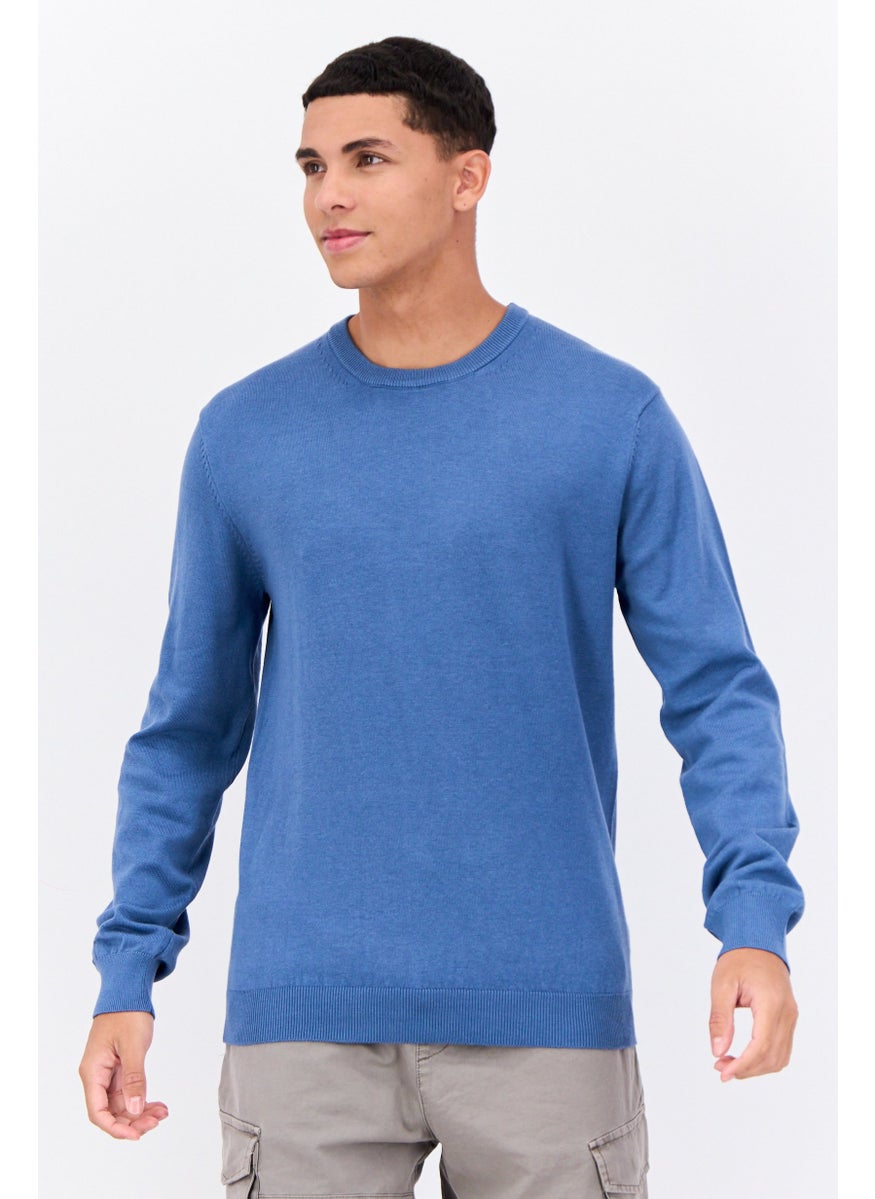 French Connection Men Crew Neck Knitted Sweater, Blue  - Image 1