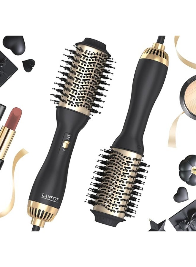 LANDOT One-Step Hair Dryer Brush Blow Dry Brush: 4 in 1 Hairdryer and Volumizer Hot Air Styler for Drying Straightening Curling & Volumizing - Anti-Frizz & Volume Boost for Smooth Bouncy Hair - Image 1