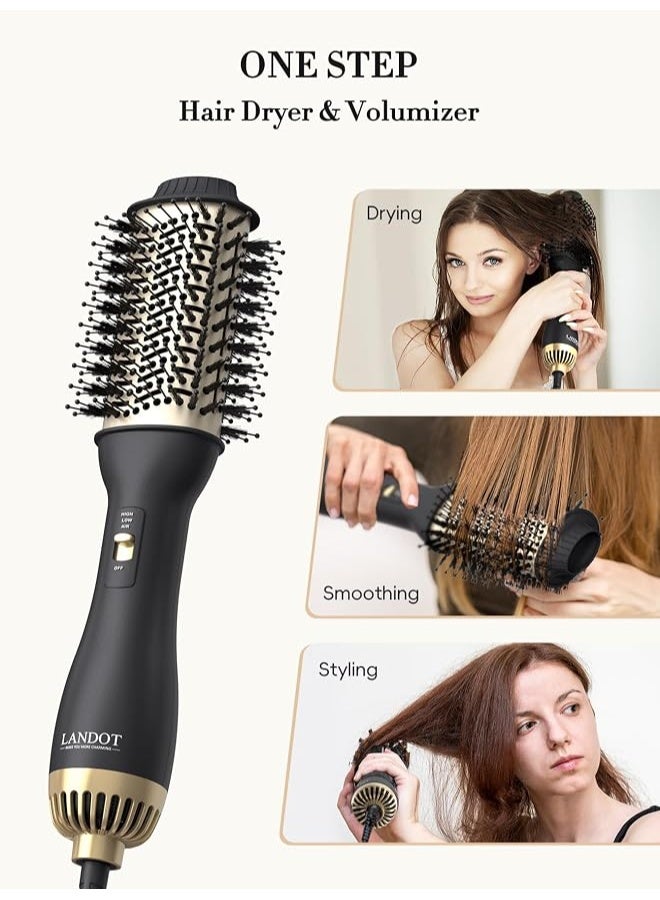 LANDOT One-Step Hair Dryer Brush Blow Dry Brush: 4 in 1 Hairdryer and Volumizer Hot Air Styler for Drying Straightening Curling & Volumizing - Anti-Frizz & Volume Boost for Smooth Bouncy Hair - Image 3