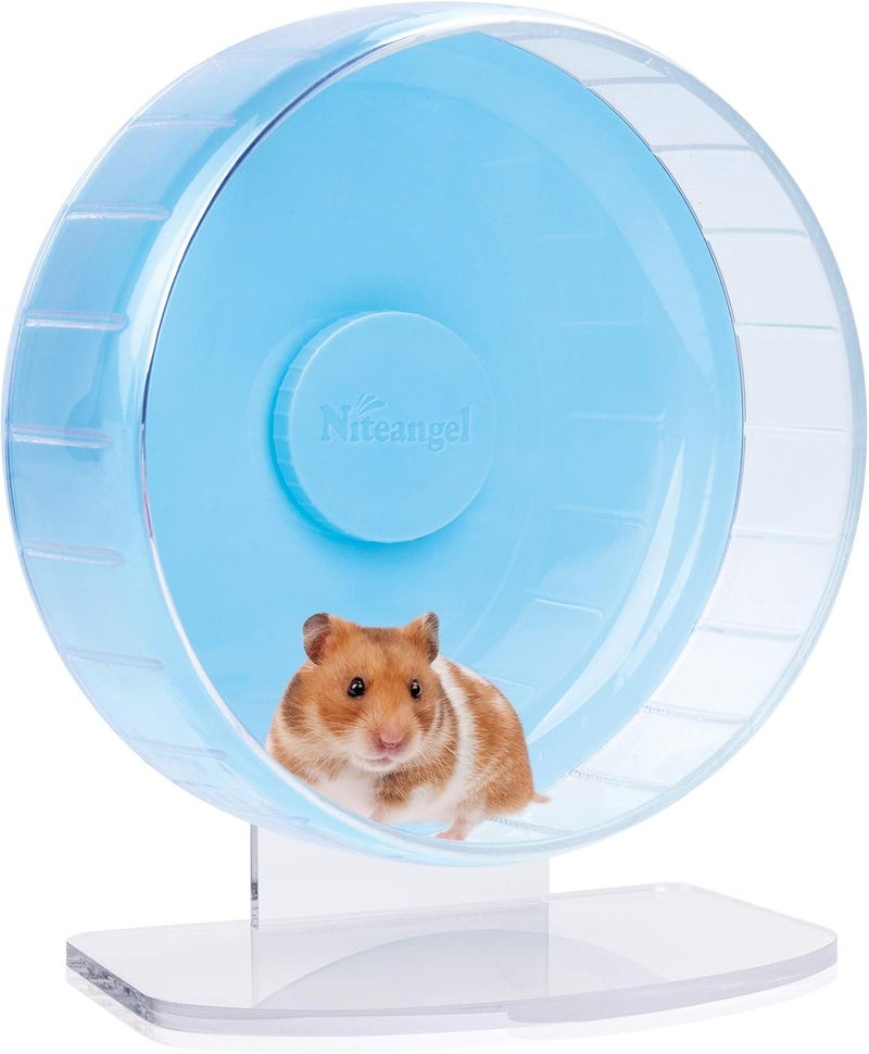 Niteangel Super-Silent Hamster Exercise Wheels: - Quiet Spinner Hamster Running Wheels with Adjustable Stand for Hamsters Gerbils Mice Or Other Small Animals (M, Light Blue) - Image 1