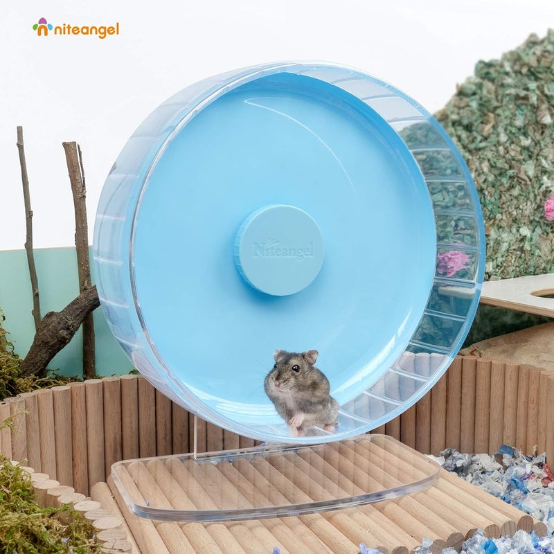 Niteangel Super-Silent Hamster Exercise Wheels: - Quiet Spinner Hamster Running Wheels with Adjustable Stand for Hamsters Gerbils Mice Or Other Small Animals (M, Light Blue) - Image 2