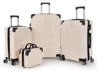 ليمرا طقم شنط سفر من ليمرا مكون من أربع قطع لون بيـج بإطار أسود