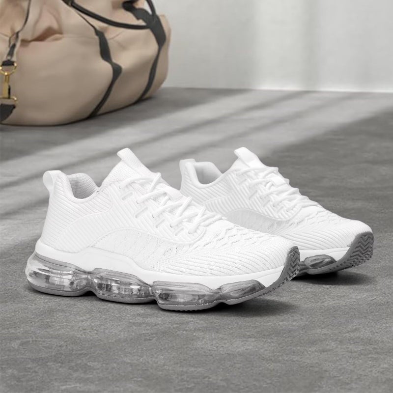 Luogoks Womens Walking Running Shoes Air Cushion Basketball Sneakers Fashion Tennis Breathable Sport Gym Fitness Cross Trainers Shoes White - Image 3