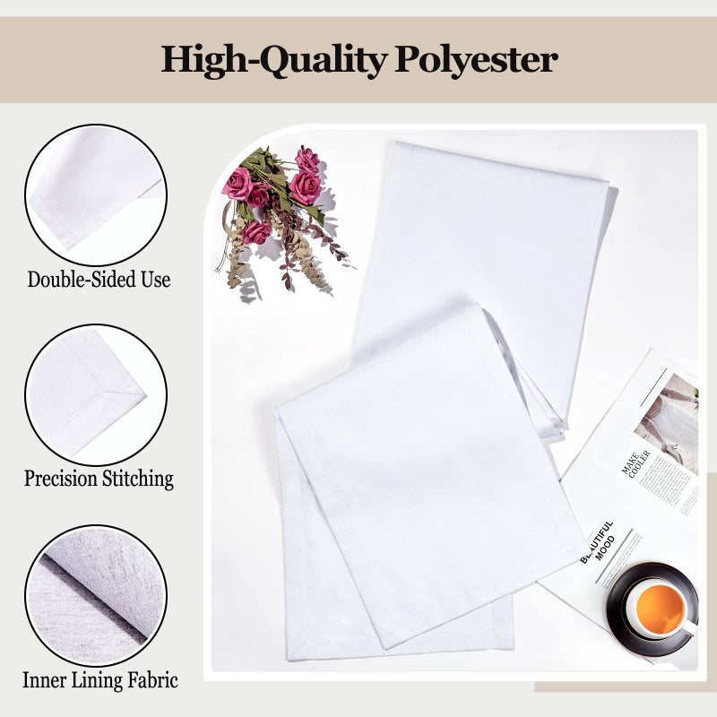 Mebakuk Linen Farmhouse Table Runner Large Burlap Style Soft and Waterproof Decorative Fabric Runner for Outdoor Wedding and Dinner (14 x 90 Inch  White) - Image 3