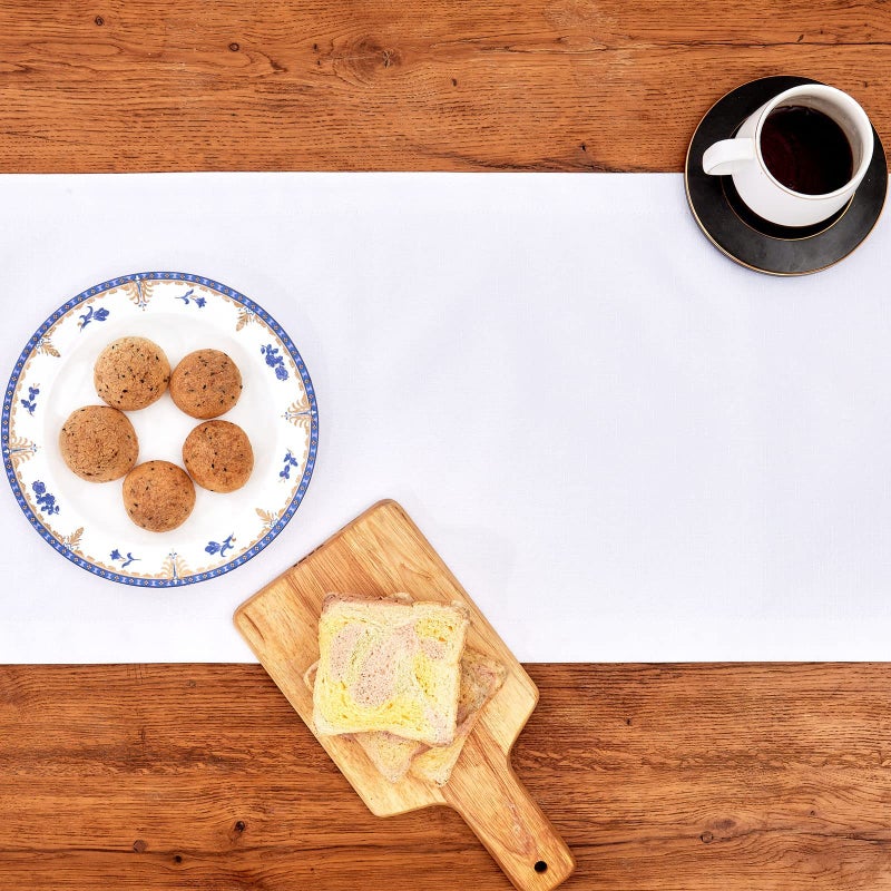 Mebakuk Linen Farmhouse Table Runner Large Burlap Style Soft and Waterproof Decorative Fabric Runner for Outdoor Wedding and Dinner (14 x 90 Inch  White) - Image 4