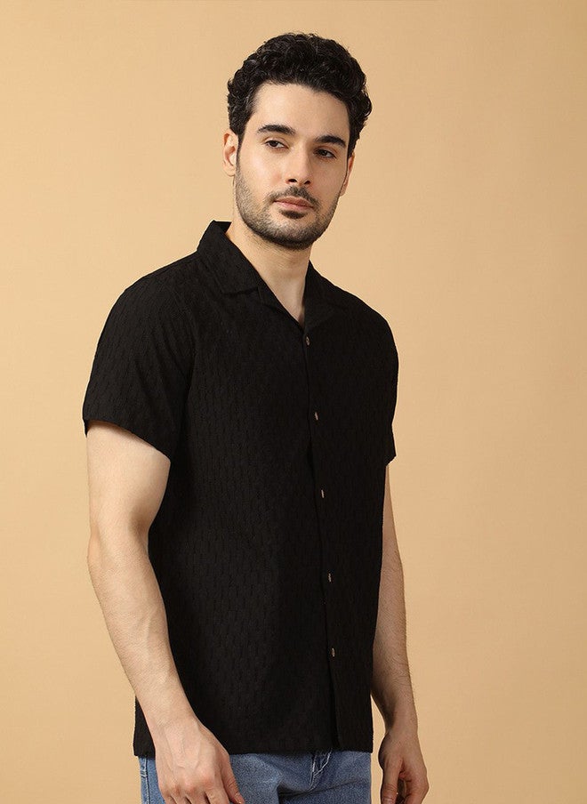 Hence Men Relaxed Opaque Casual Shirt with Cuban Collar - Image 3