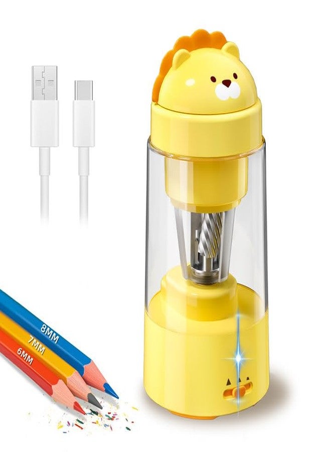 Zmol Fully Automatic Pencil Sharpener, Lion Pencil Sharpener for Colored Pencils,Auto in & Out, Rechargeable Portable Pencil Sharpeners for No.2/Colored Pencils(6-8mm), Classroom/Office/Home - Image 1