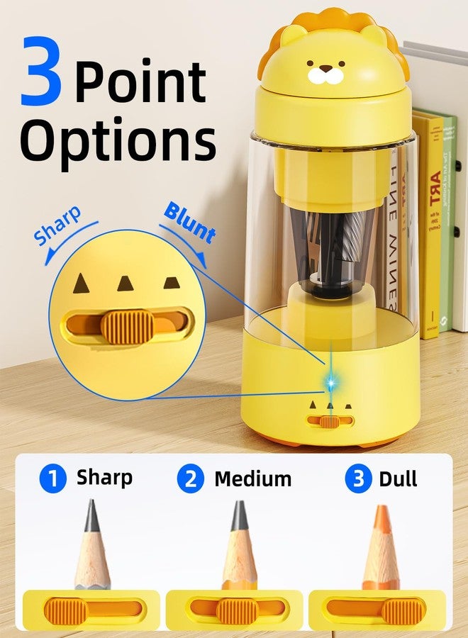Zmol Fully Automatic Pencil Sharpener, Lion Pencil Sharpener for Colored Pencils,Auto in & Out, Rechargeable Portable Pencil Sharpeners for No.2/Colored Pencils(6-8mm), Classroom/Office/Home - Image 3