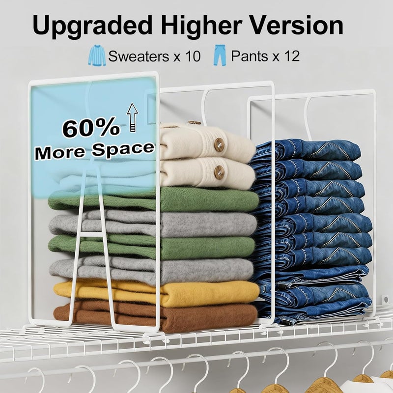 SortNStore Wire Shelf Dividers for Closet: 16-inch Tall 12-inch Deep 6 Pack Wire Rack Accessories - Adjustable Purse Organizer for Sweaters Clothes Towels- Metal Linen Closet Pantry Separators - Image 3