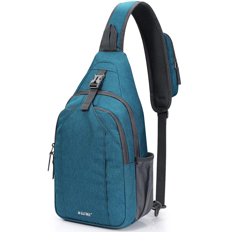 G4Free Sling Bag RFID Blocking Sling Backpack Crossbody Chest Bag Daypack for Hiking Travel(Teal Blue) - Image 1