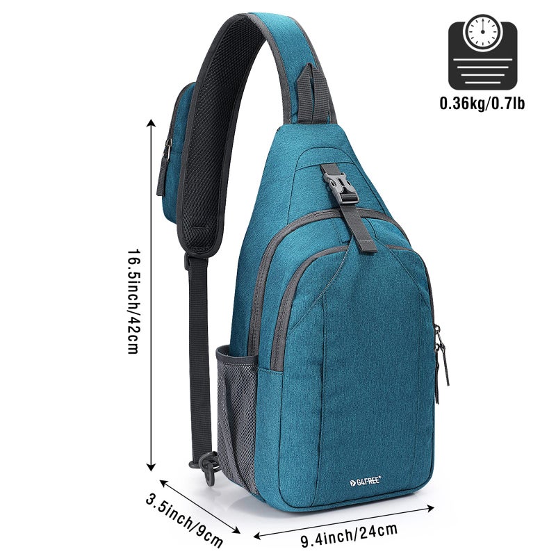 G4Free Sling Bag RFID Blocking Sling Backpack Crossbody Chest Bag Daypack for Hiking Travel(Teal Blue) - Image 3