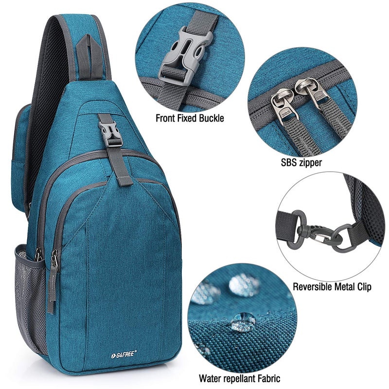 G4Free Sling Bag RFID Blocking Sling Backpack Crossbody Chest Bag Daypack for Hiking Travel(Teal Blue) - Image 5