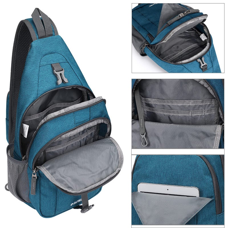 G4Free Sling Bag RFID Blocking Sling Backpack Crossbody Chest Bag Daypack for Hiking Travel(Teal Blue) - Image 4