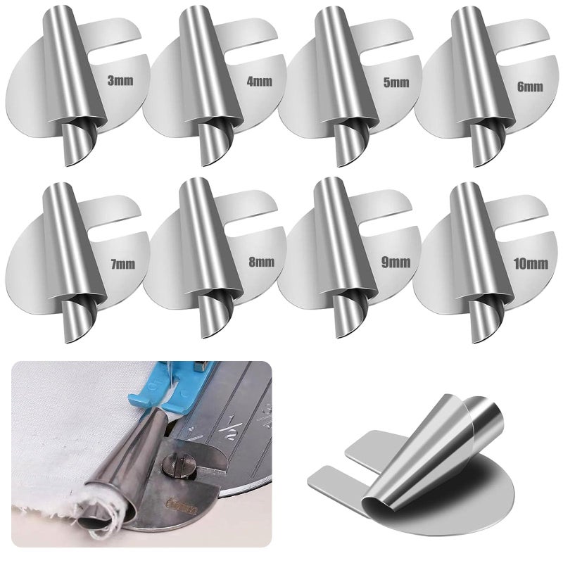 YEQIN 8Pcs Universal Sewing Rolled Hemmer Foot 310mm Wide Rolled Hem Pressure Foot Sewing Machine Presser Feet Hemmer Foot Home Industrial Curved Scroll Hemmer Foot Sewing Accessories - Image 2