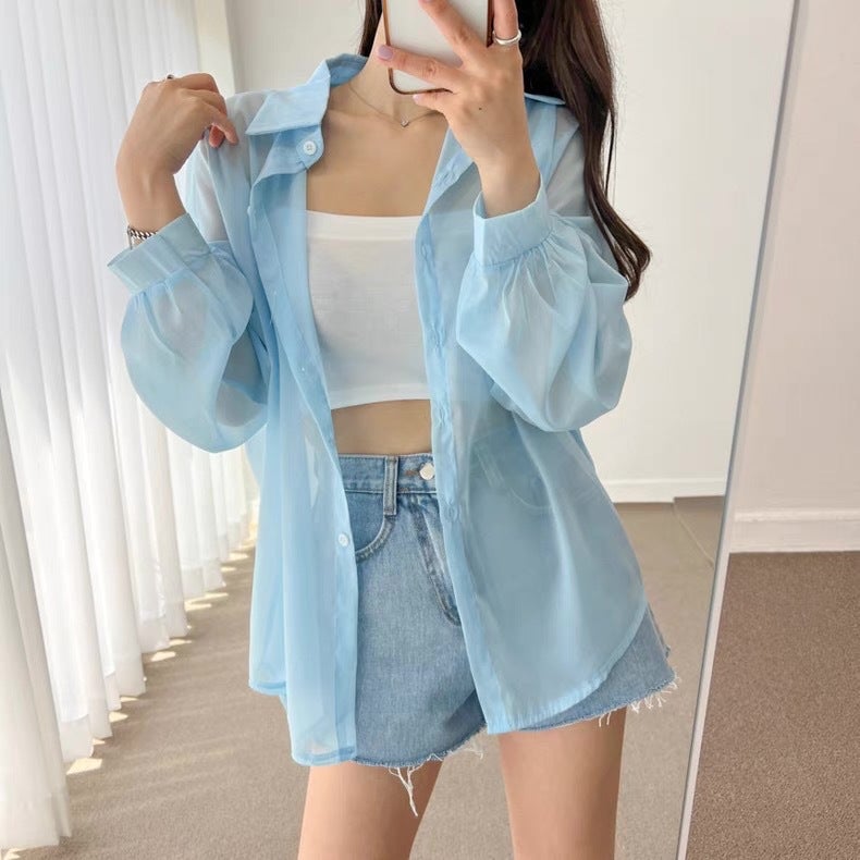 Women's Korean Style Soft Drape Wrinkle-Free Sun Protection Blouse - Image 2