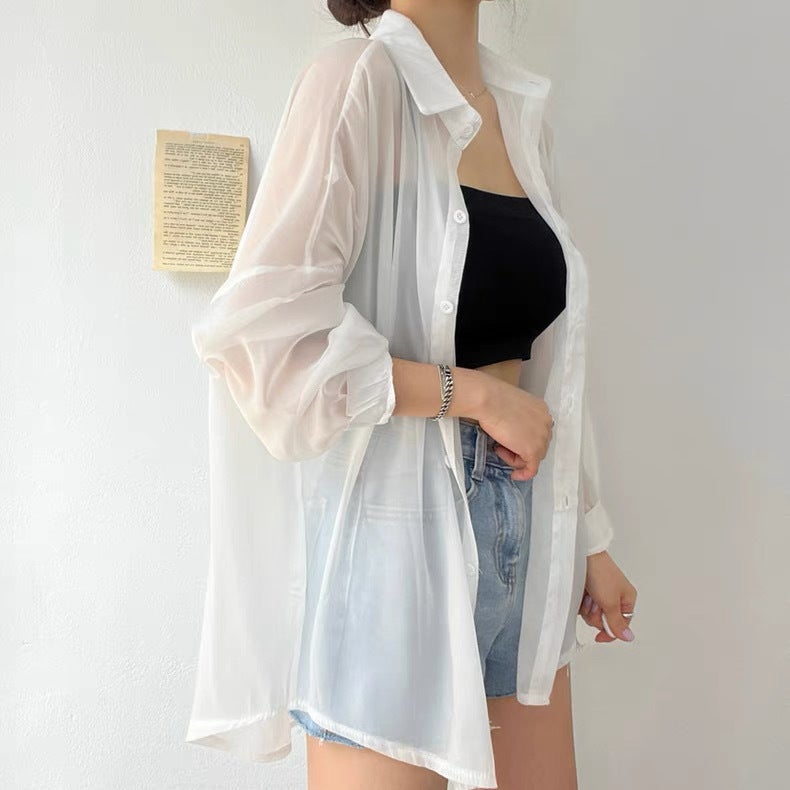 Women's Korean Style Soft Drape Wrinkle-Free Sun Protection Blouse - Image 1
