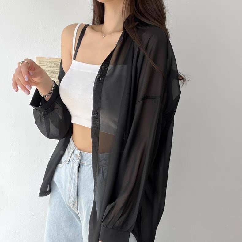 Women's Korean Style Soft Drape Wrinkle-Free Sun Protection Blouse - Image 4