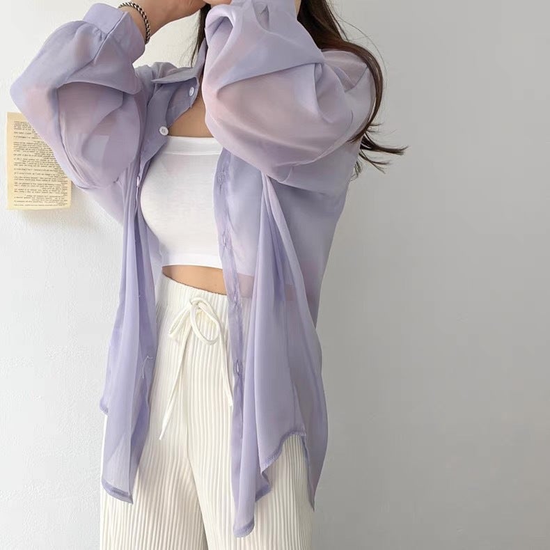 Women's Korean Style Soft Drape Wrinkle-Free Sun Protection Blouse - Image 3