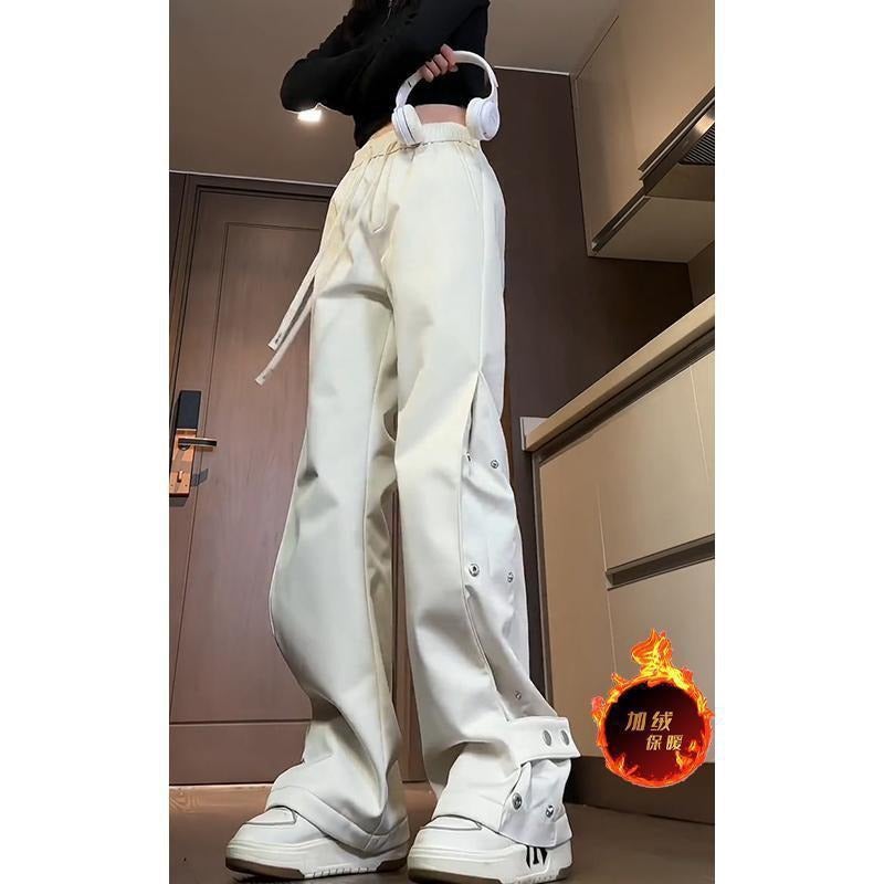 American Style Outdoor Waterproof Tooling Pants Men'S Fleece-Lined Thickened Pants Mountaineering Straight Leg Wide Leg Casual Pants - Image 1