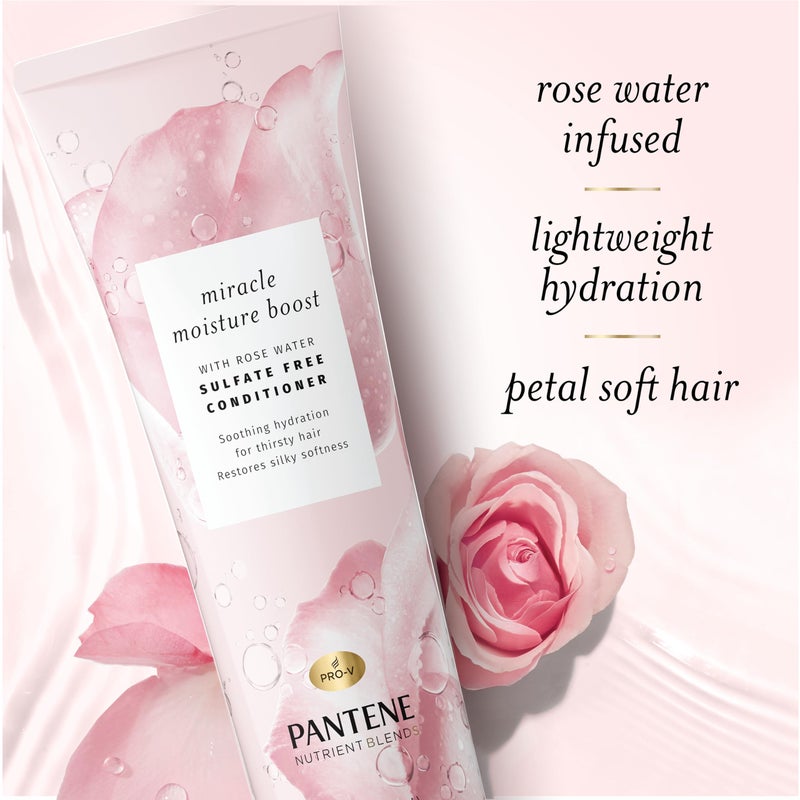 Pantene Nutrient Blends Miracle Moisture Boost Rose Water Conditioner for Dry Hair, Sulfate Free, 8 Fl Oz - Image 5
