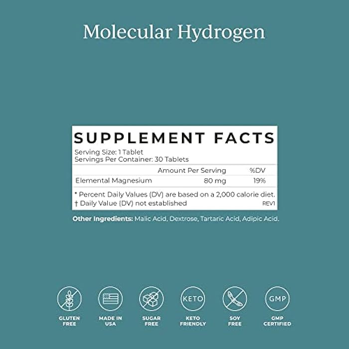 CYMBIOTIKA H2 Molecular Hydrogen Water Tablets with Magnesium, Energy Boost, Gluten Free, Keto Antioxidant Drink, Fast Dissolving Supplements, Helps Fight Inflammation & Stress 30 Tablets, 12 ppm - Image 4