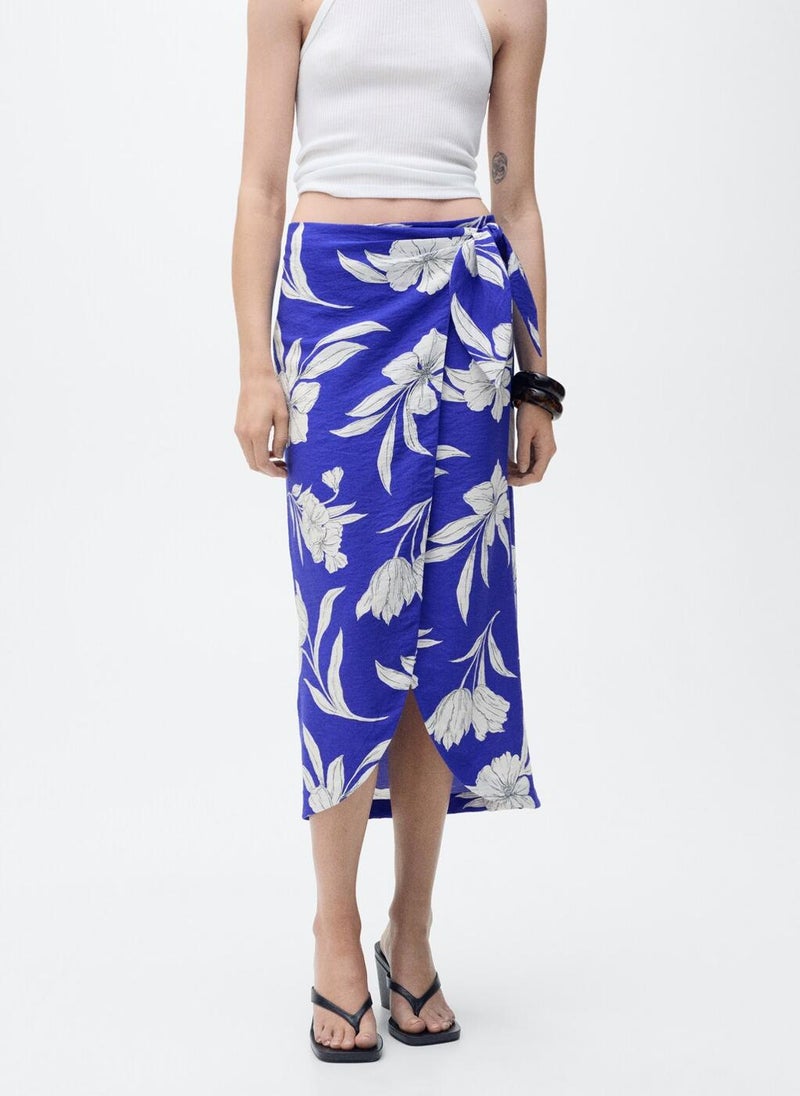 MANGO Floral Sarong Skirt  - Image 1
