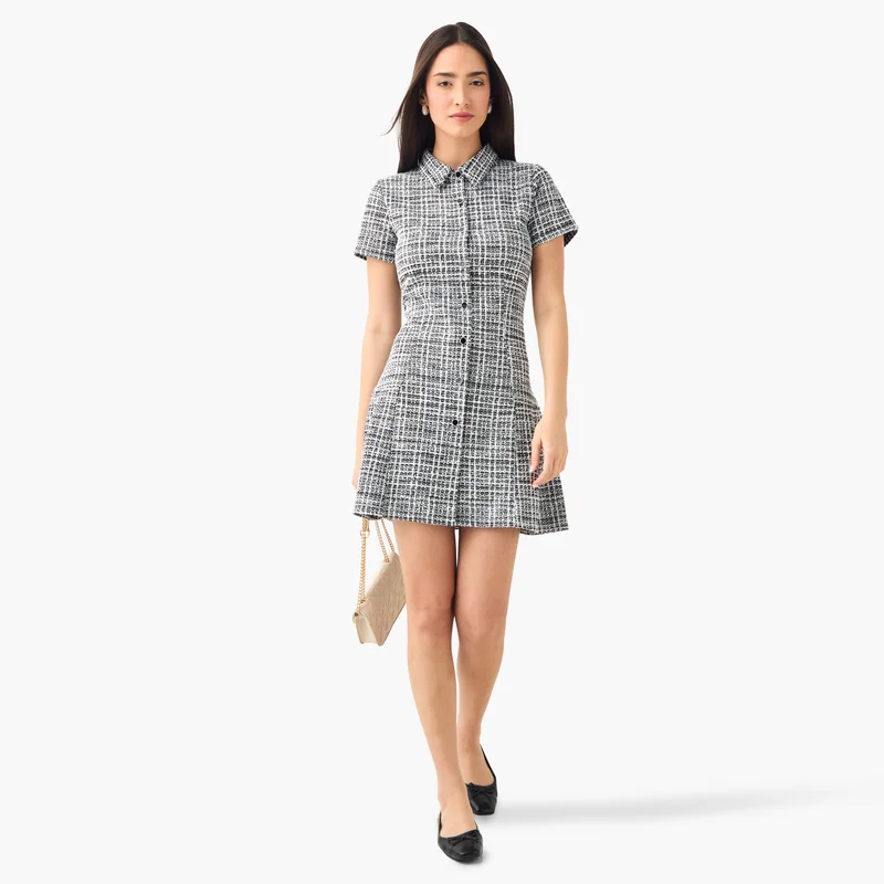 2Xtremz Short Sleeve Tweed Knit Dress