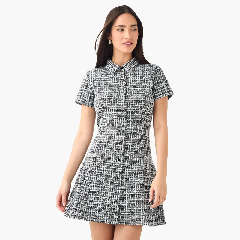 2Xtremz Short Sleeve Tweed Knit Dress