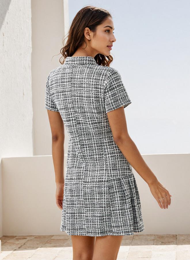 تواكستريمز فستان تريكو تويد بأكمام قصيرة - Image 3