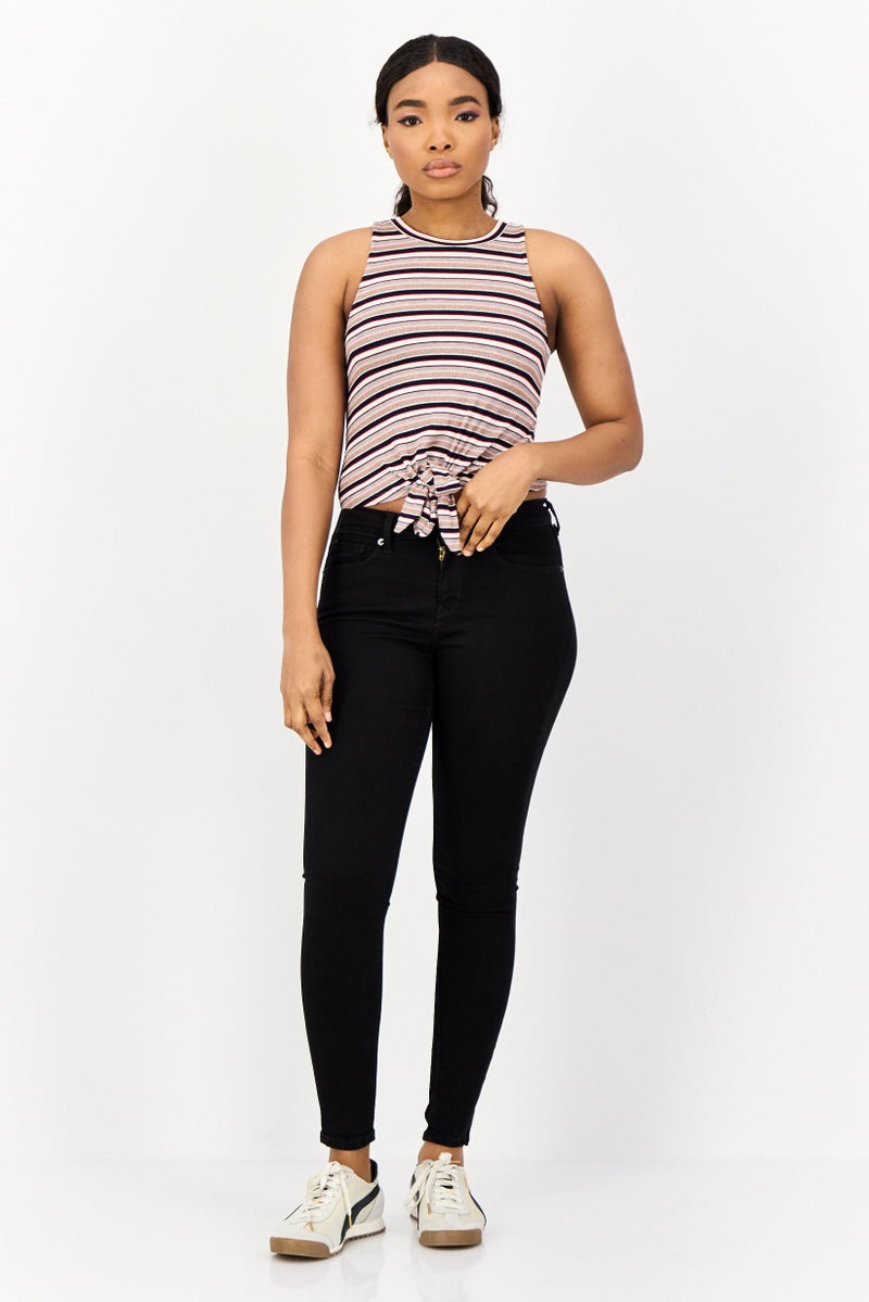 ONLY Women Crew Neck Sleeveless Stripe Tank Top, Multicolor - Image 2