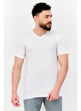 Men 2 Pack V-Neck Short Sleeves Plain T-Shirt, White