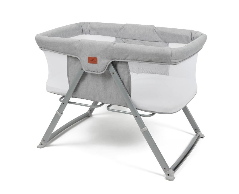 babylo Babylo Sleep and Stay Folding Crib Folds with one Hand Includes Travel Bag, Grey, 93 L x57 W x7.5 H  - Image 1