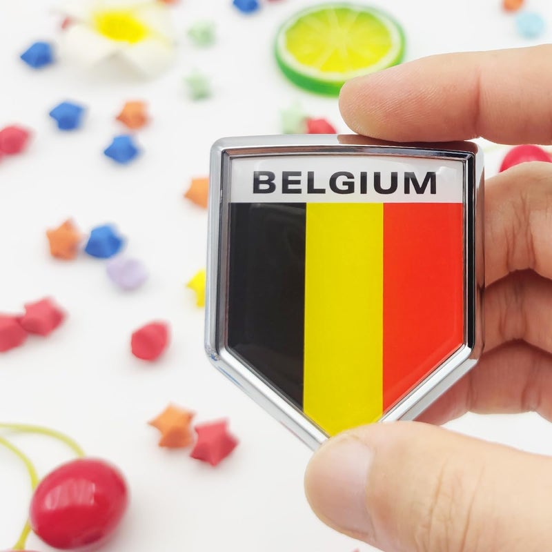 Overdecor Belgium Flag Decal Stickers Car Emblem Belgian Car Accessories Decorations Chrome Shield Flag Sticker Decals for Cars Truck Vehicles, 2 Pack - Image 2