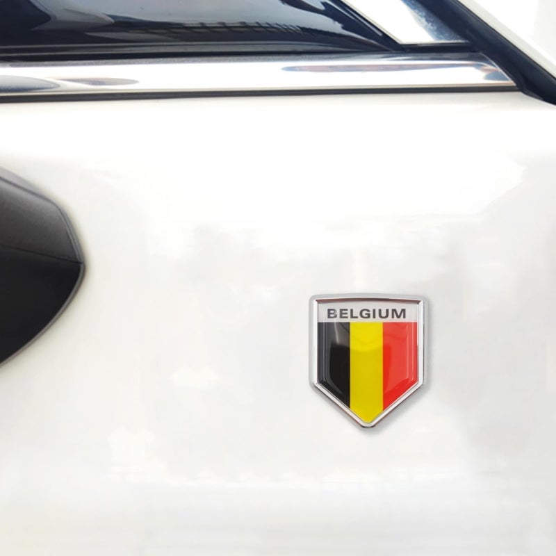 Overdecor Belgium Flag Decal Stickers Car Emblem Belgian Car Accessories Decorations Chrome Shield Flag Sticker Decals for Cars Truck Vehicles, 2 Pack - Image 4