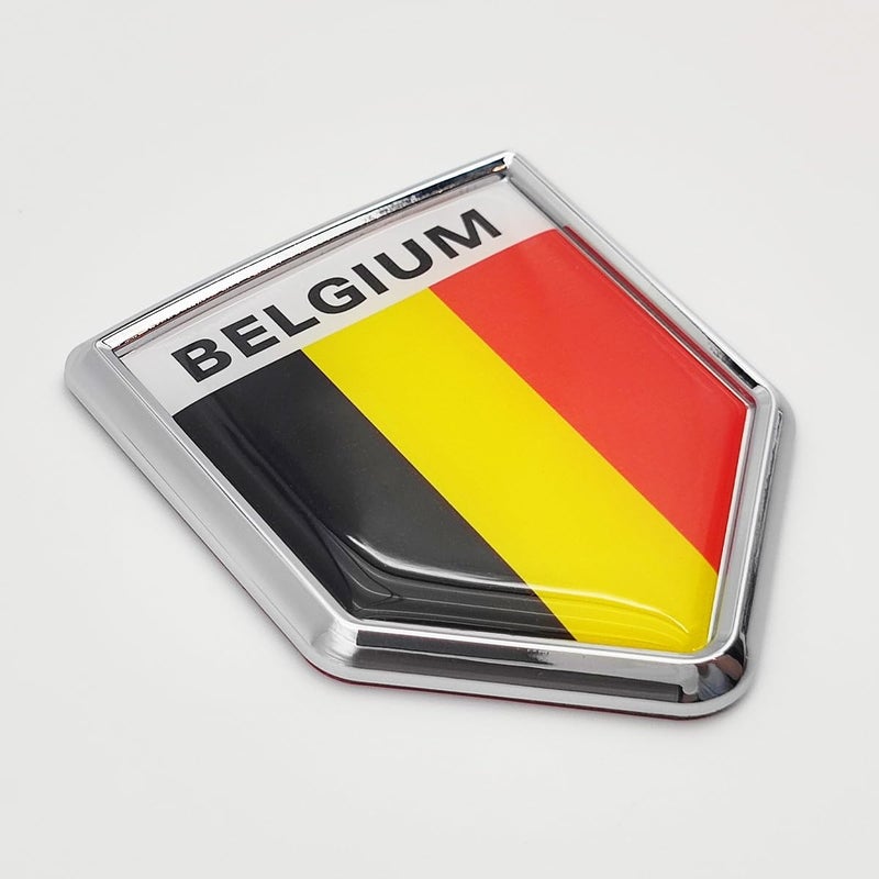 Overdecor Belgium Flag Decal Stickers Car Emblem Belgian Car Accessories Decorations Chrome Shield Flag Sticker Decals for Cars Truck Vehicles, 2 Pack - Image 1