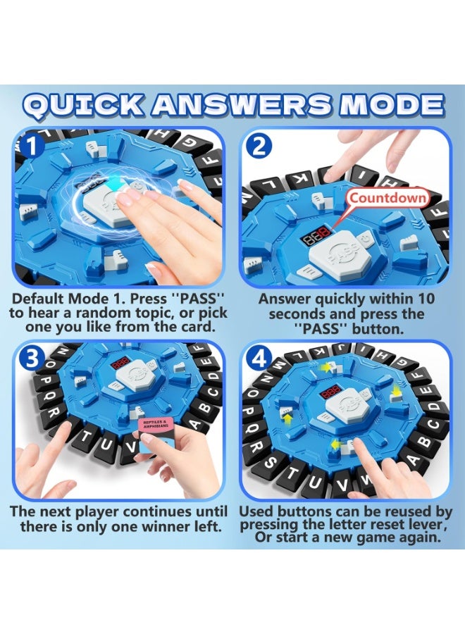 Word Game Family Board Game with Digital Display Timer and 2 Categories Modes Fun Fast-Paced 24-Letter Game for Learning Party Interactive (Blue) - Image 4