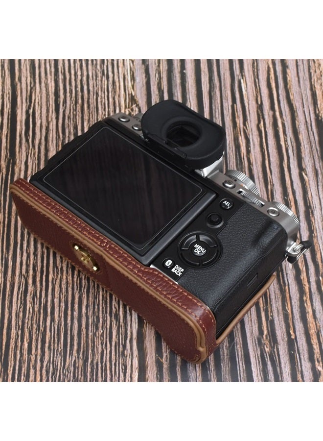 Rieibi Fuji XT5 Case - Quality Genuine Leather Half Case for Fujifilm X-T5 Digital Camera - Body Protective Grip Case for Fuji XT5 X-T5, Coffee, Beauty Case - Image 4