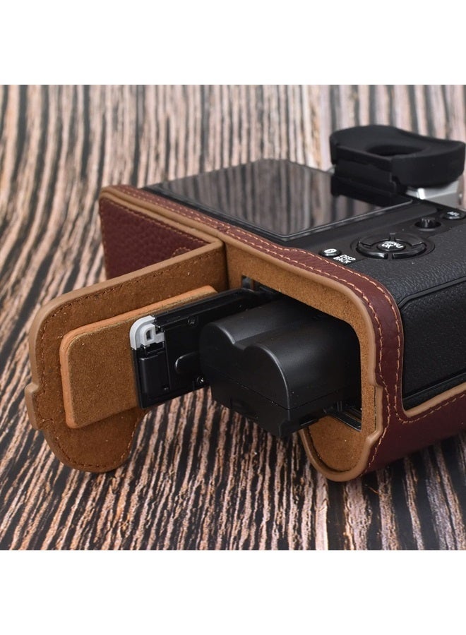 Rieibi Fuji XT5 Case - Quality Genuine Leather Half Case for Fujifilm X-T5 Digital Camera - Body Protective Grip Case for Fuji XT5 X-T5, Coffee, Beauty Case - Image 3
