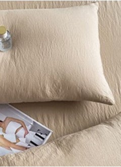 LUNA Home Queen 6 Piece Bed Set Without Filler, Washable Cotton, Beige.  - Image 3