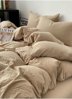 LUNA Home Queen 6 Piece Bed Set Without Filler, Washable Cotton, Beige.  - Image 5