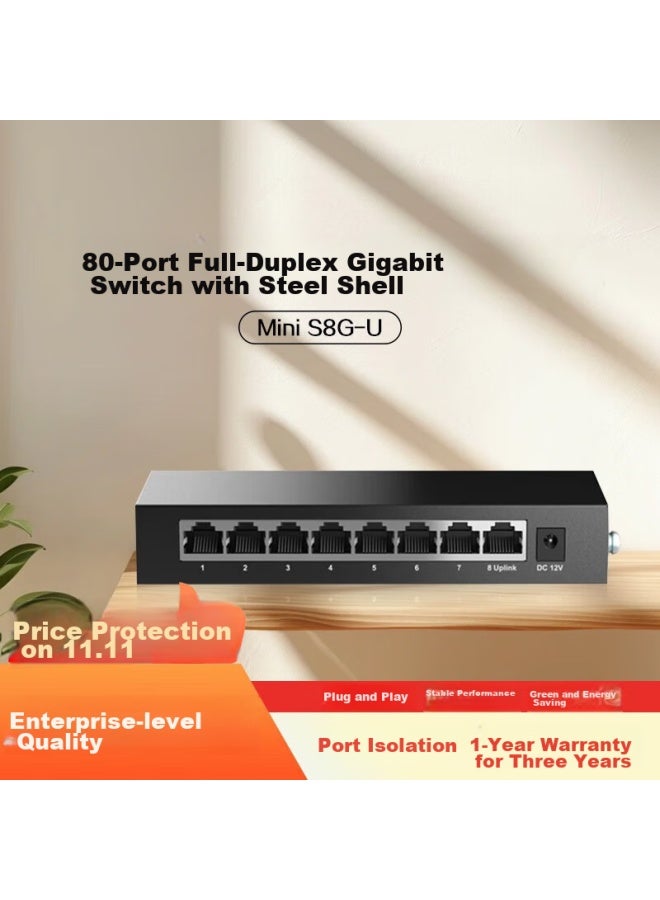 H3c 8-port Gigabit Switch, Unmanaged Enterprise-grade Switch, Monitoring Network Cable Splitter, Home And Dormitory Flow Divider, Mini S8g-u - Image 1