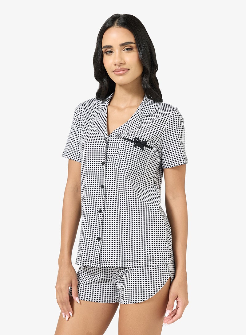 جينجر طقم قميص بيجاما كاروهات بأزرار - Image 3