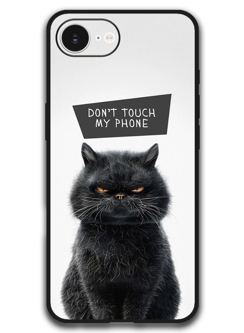 ثيودور حافظة متوافقة مع هاتف ابل ايفون 16e 6.1 بوصة غطاء حماية مضاد للصدمات - Dont Touch My Phone Cat - Image 1