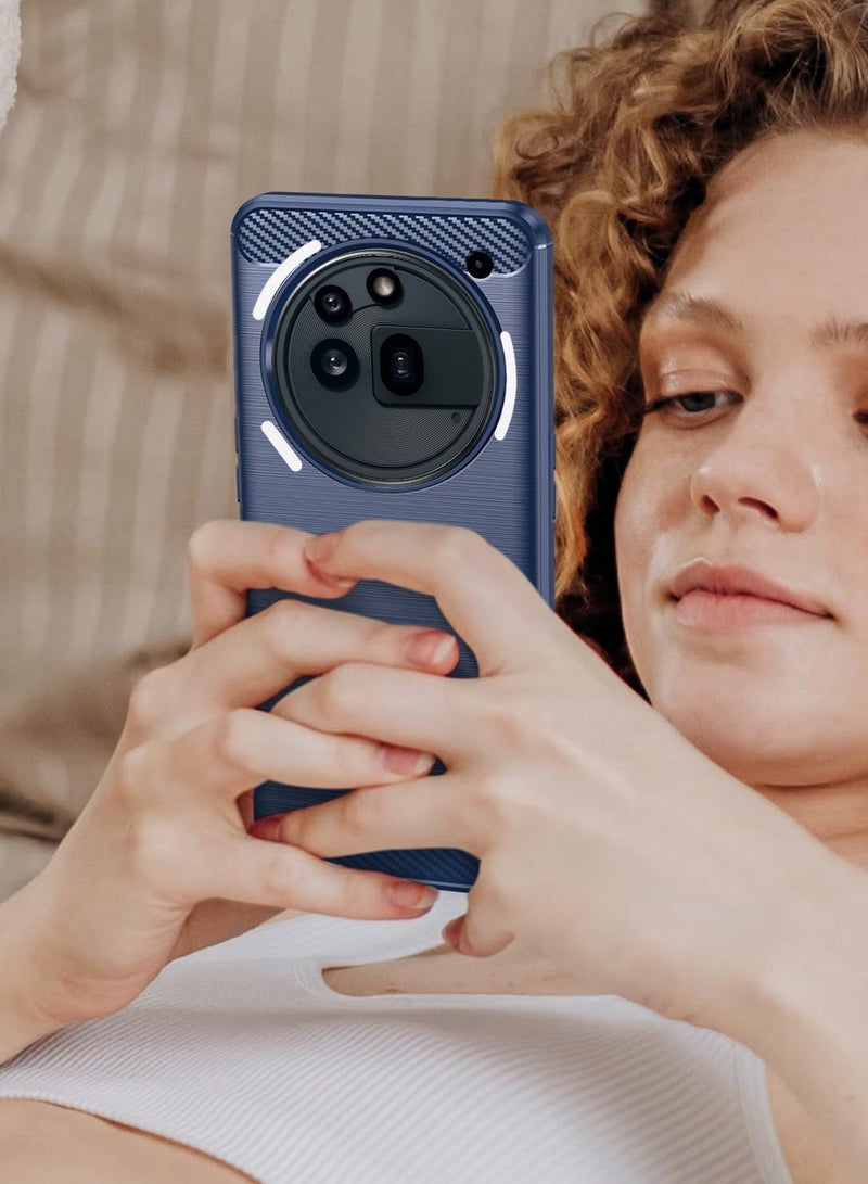 Wtech Nothing Phone (3a) Pro 5G 2025 Silicone Brushed Texture Protective Case Cover - Navy Blue - Image 4